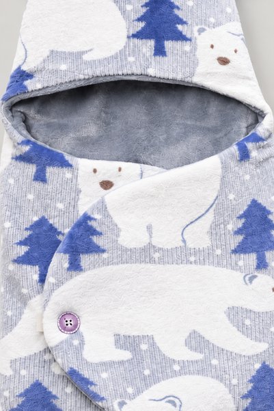 Bebitof 0-12 Months Plush Welsoft Eared Outer Baby Swaddle & Blanket Winter Sleeping Bag