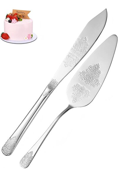 KASTWAVE Cake Knife and Server Set, Premium Thick Stainless Steel with Rounde...