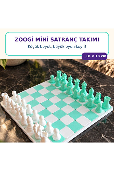 Zoogi Mini Satranç Takımı – Özel Tasarım Sevimli Taşlar, 18 × 18 cm