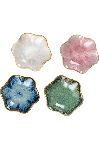 GENERAL Decorative Ceramic Lotus Jewelry Dish Set, 10.8 cm, 4 Pieces, Multi-C...