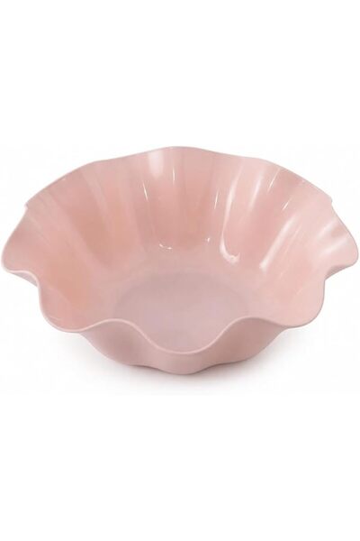 Sweet seven Pink Wavy Edge Serving Bowl, Smooth Surface Fruit Container for K...