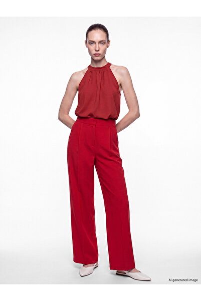 LC Waikiki Lcw Comfort Red Straight Trousers with Nevavm Difference