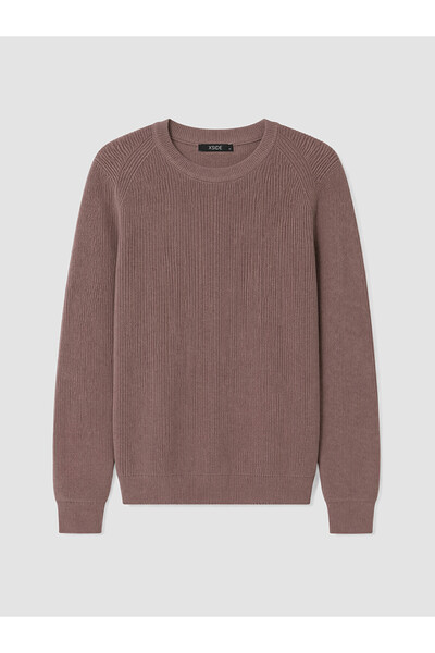 LC Waikiki Nevavm Farkıyla Xside Purple Knitwear Plain Oval Collar Men's Sweater