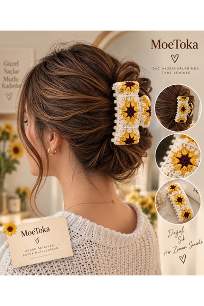 Mevohome Sunflower Patterned Hand Knitted Cotton 11 cm Bohemian Latch Buckle