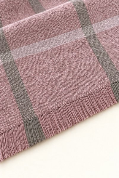 OUS Women's Dusty Rose Plaid Oversized Soft Textured Tassel Winter Shawl Scarf – Wide Shoulder Shawl
