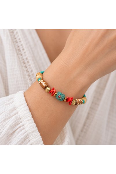 HER ŞEY NOTA www.herseynota.com Bohemian Design with Turquoise and Red Bead D...
