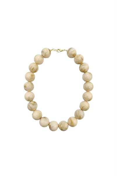 Charmist Mod Collection Large Beaded Colorful Necklace - Cream Marble