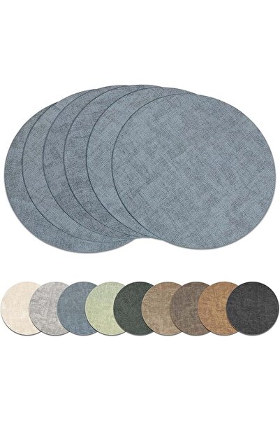 Tazweeq Round Placemats Set of 6, Round Faux Leather Placemats and Coasters, ...