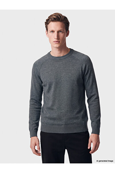 LC Waikiki Nevavm Farkıyla Xside Green Knitwear Flat Oval Collar Men's Sweater