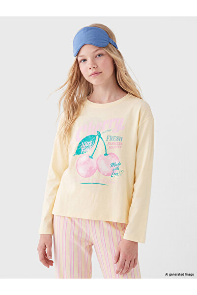 LC Waikiki Vizyon New Season Yellow Crew Neck Girls' Pajama Set
