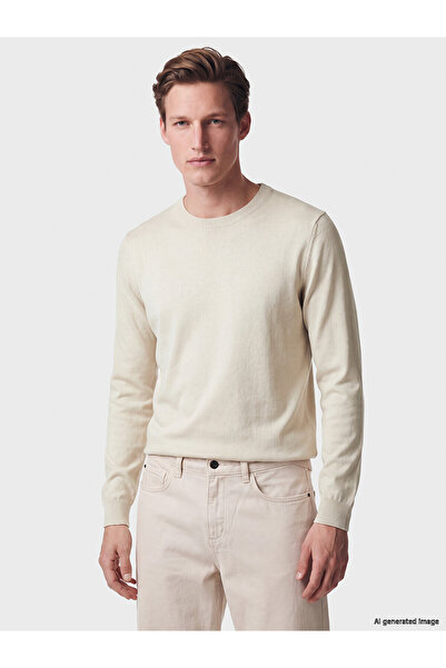 LC Waikiki Nevavm Farkıyla Lcwaikiki Classic Ecru Knitwear Plain Oval Collar ...