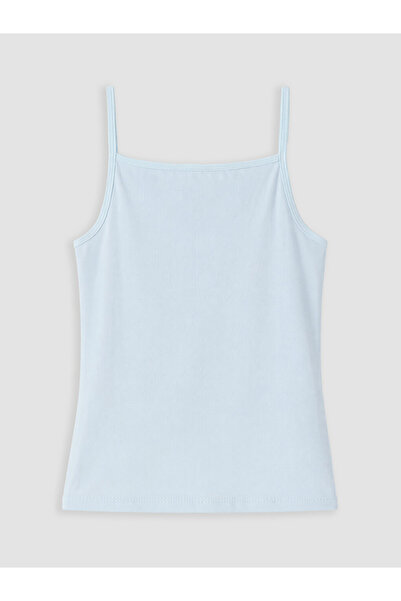 LC Waikiki Peak New Season Blue Square Neck Rope Strap Girls' Undershirt