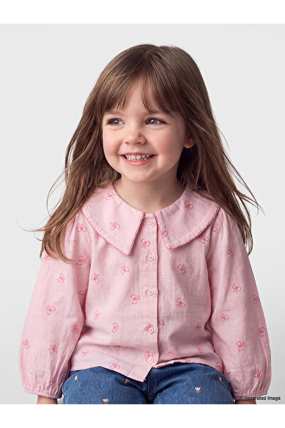 LC Waikiki Alita City Lcw Baby Pink Baby Collar Bow Patterned Baby Girl Shirt