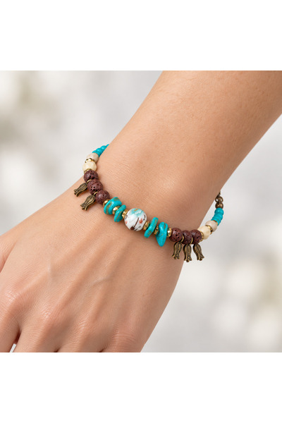 HER ŞEY NOTA www.herseynota.com Turquoise Brown Beaded Bohemian Women's Brace...