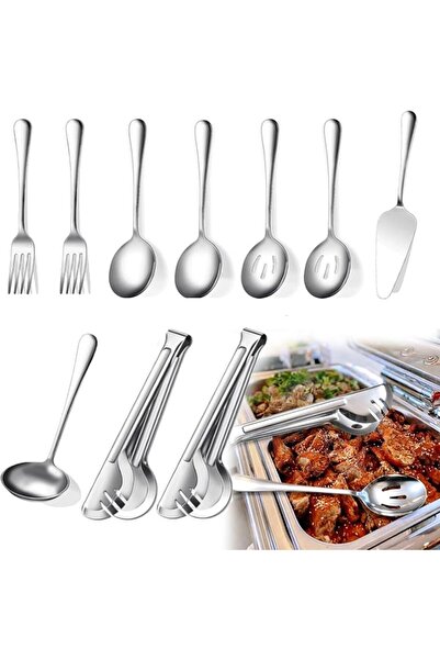 ANYUAN Premium Stainless Steel Flatware Set, Large Serving Utensils Set, Incl...