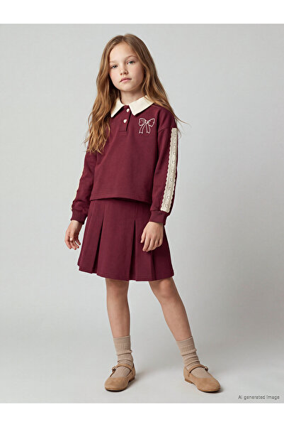 LC Waikiki Two Mt Shop Quality Lcw Kids Burgundy Polo Collar Embroidered Girl...