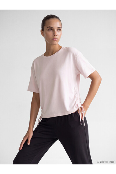 LC Waikiki Alita City Koor Sport Pink Plain Oversize Women's Sports T-Shirt w...