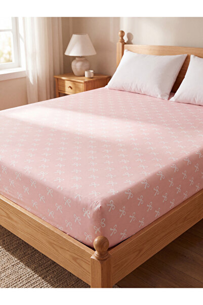 LC Waikiki Alita City Farkıyla Lcw Home Pink Bow Patterned Double Elastic Bed...