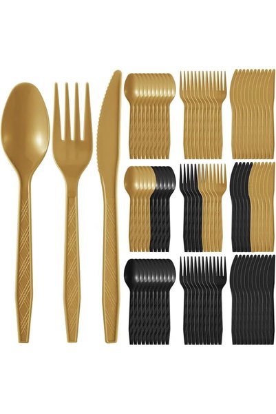 SYOSI 420 Pcs Hard Plastic Utensils Plastic Silverware Set Cutlery Set Dispos...