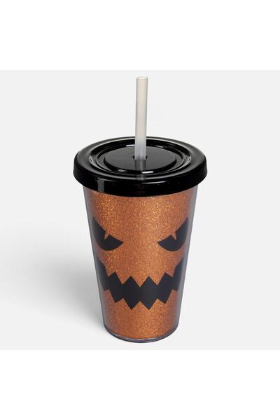 OEM Pahar Halloween in Forma de Dovleac cu Glitter 350ml