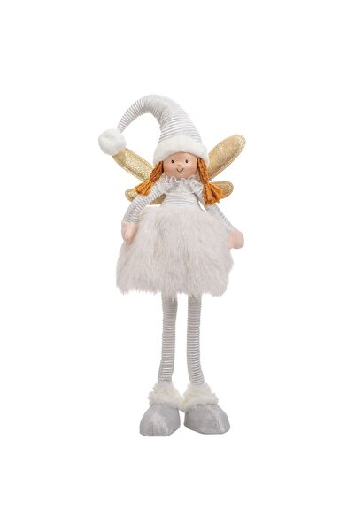 OEM Figurina Decorativa de Craciun Ingeras Alb cu Aripi Sampanii 55cm