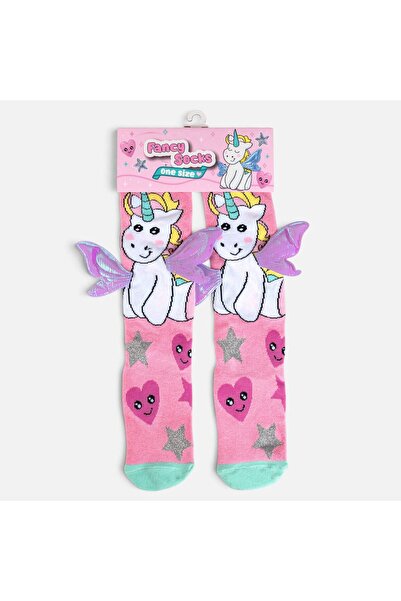 OEM Sosete pentru Fete Roz cu Unicorn si Aripi 3D 27-30