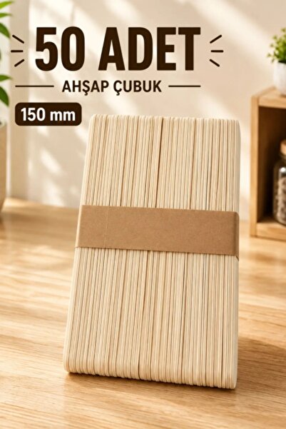50'li Ahşap Çubuk, Tahta Dil Basacağı, Muayene Dil Basma Çubuğu, Ağda Spatulası,Medikal Abeslang