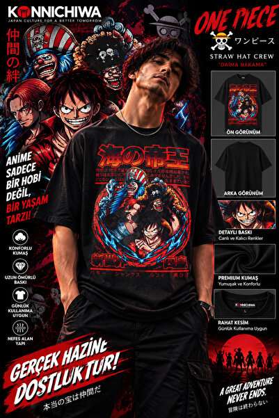 FG KONNİCHİWA One Piece Gear5 Luffy Zoro Shanks Ace Anime T-Shirt Tee Tshirt ...