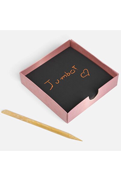 OEM Notite Auriu Roz Metalizat cu Suport din Lemn 9x9cm - 40 File