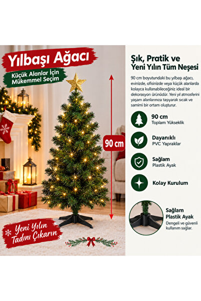 MixmioLife Yılbaşı Ağacı Yapay Çam Ağacı Yeni Yıl Dekorasyonu Çam Ağacı 90 cm...