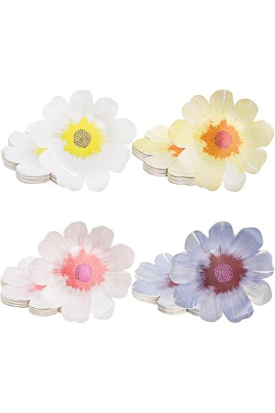 TERRIFI 48 Pcs Flower Shape Paper Plates, 9 Inch Floral Party Plate Disposabl...