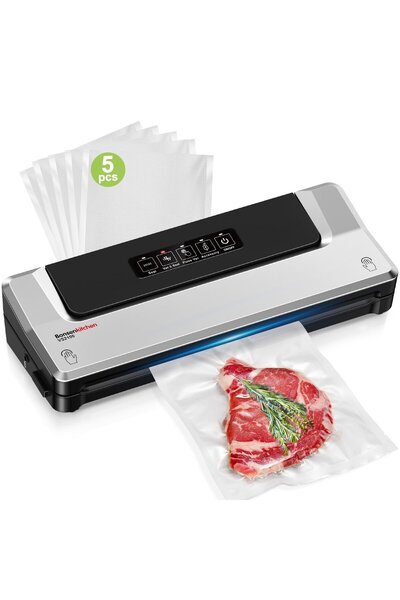 Bonsenkitchen Aparat de vidat VS2100, 5 moduri, 8L/min, 120W, argintiu/negru,...