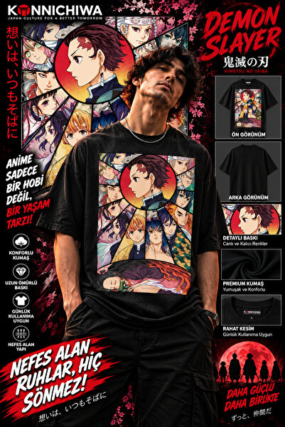 FG KONNİCHİWA Demon Slayer Akaza Tanjiro Nezuko Zenitsu Inosuke Sanemi Printe...