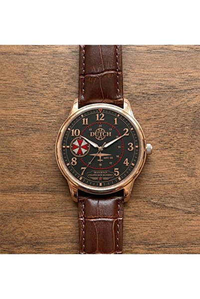 DUTCH STORE Men's Wristwatch - Large Arabic Numerals on Dark Aviation Dial, R...
