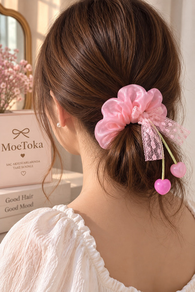 Mevohome 10 cm dangle bagel buckle with cherry and tulle bow figure