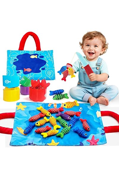KOWVOWZ Montessori Toys for Toddler, Cloth Fishing Game with Stacking Cups, N...