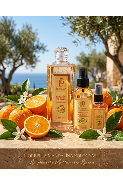 LiorBella Mandalina Kolonyası 3’lü Set 400+150+50 ml Sprey Kolonya Ev Ofis Ça...