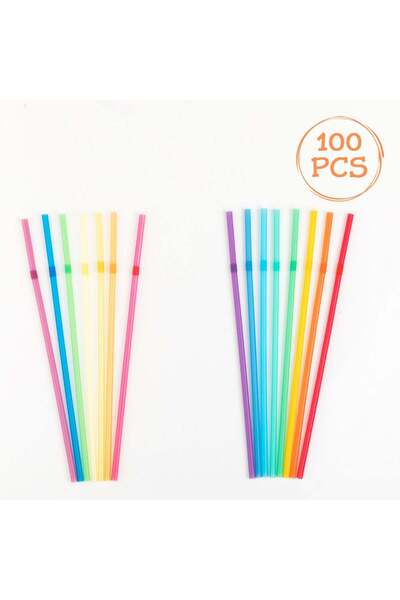 OEM Reusable Flexible Colored Plastic Straws Individually Wrapped 5x220mm - 1...