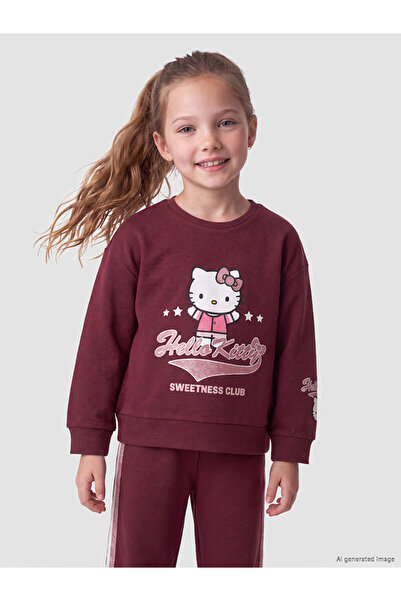 LC Waikiki Lcw Kids Burgundy Hello Kitty Printed Girls' Set
