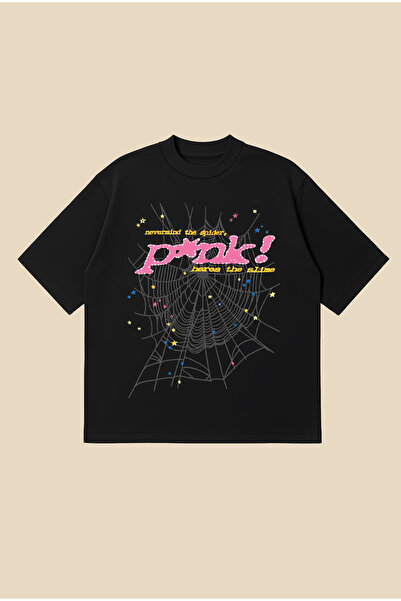 PURE POWER Sp5Der Pink Printed Oversize Boxy Cut Unisex 100% Cotton Tshirt | ...