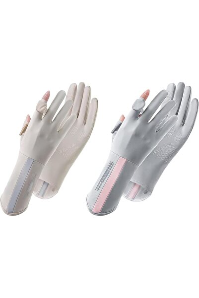 Generic 2 Pairs Women UV Gloves Sun Protection Women's Cycling Driving Touchs...
