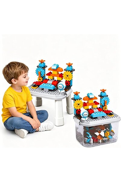 XICEN Building Blocks Table with Storage, Large Particle Gear Building Toy Se...