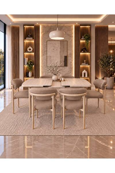 UZMHOME SFM Serisi 80 x 130 Mutfak Masa Takımı Salon Takımı 6 Sandalyeli Masa...