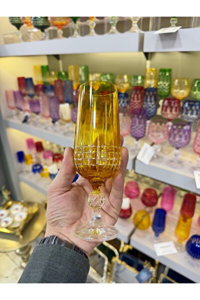 Vakıf home Bohemia Kristal El İşi Renkli Kahve Yanı Su Bardağı 180 ml 1 Adet