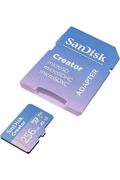 SanDisk 256GB Creator microS Card UHS-I with Adapter Up to 190MB/s read speeds Up to 130MB/s Write S