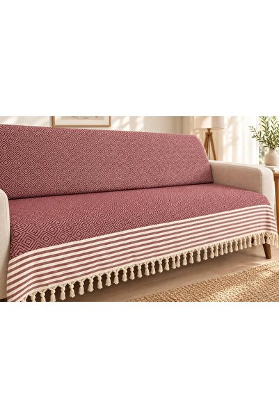 lizayn home Cotton Fringed Diamond Pattern Sofa Cover - Double Bedspread & Tv...