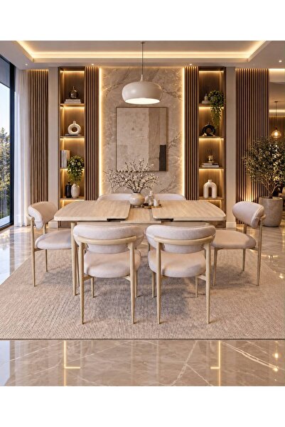 UZMHOME SFM Serisi 80 x 130 Mutfak Masa Takımı Salon Takımı 6 Sandalyeli Masa...