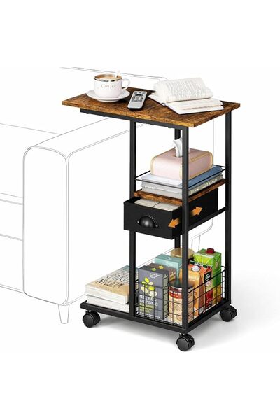 LBMT Side Table, C Shaped End Table for Bed, Large Desktop C Table, Wide Wood...