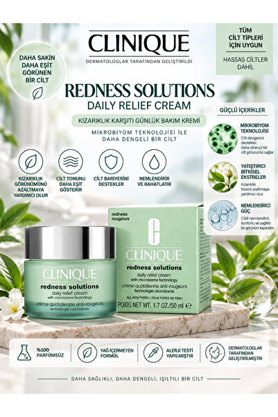 Clinique Redness Solutions Daily Relief 50 ml – Kızarıklık ve Lekeli Görünümü...