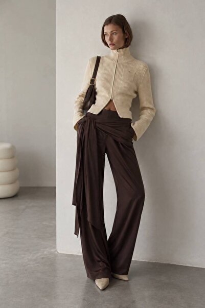 vuvutasarım Tied Belt Detailed Low Waist Women's Trousers 52101030